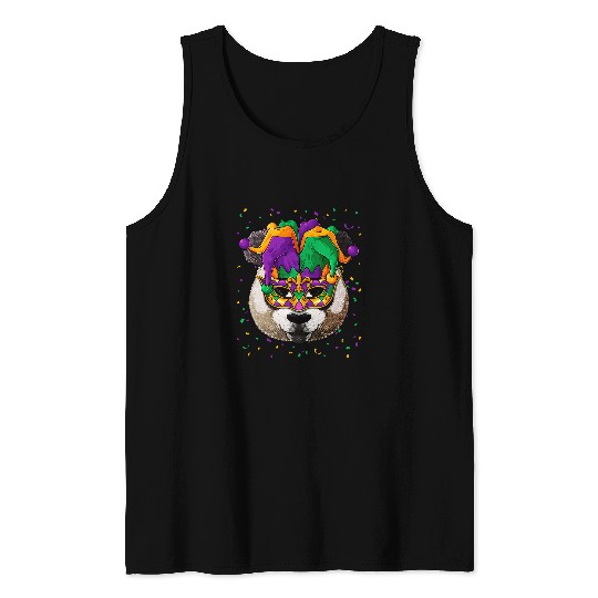 Panda Pet Mardi Gras Animal Face carnivals Jester Festival Tank Tops