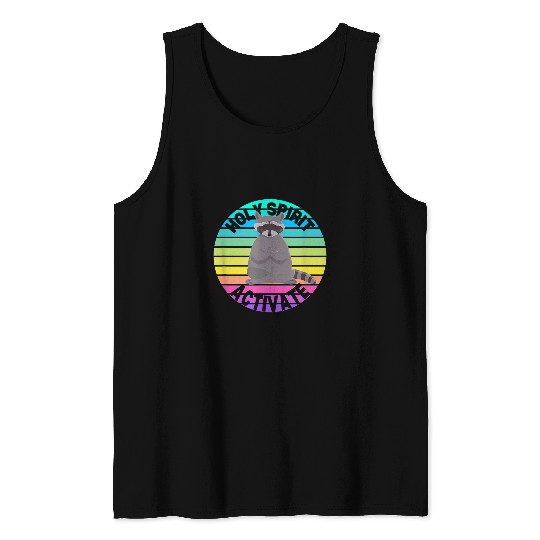 Raccoon Pet Yoga HOLY SPIRIT ACTIVATE Funny Yoga Pose Tank Tops