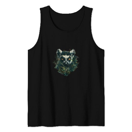 Lemur Pet Portrait Nature Jungle Animal Print Madagascar Monkey Tank Tops