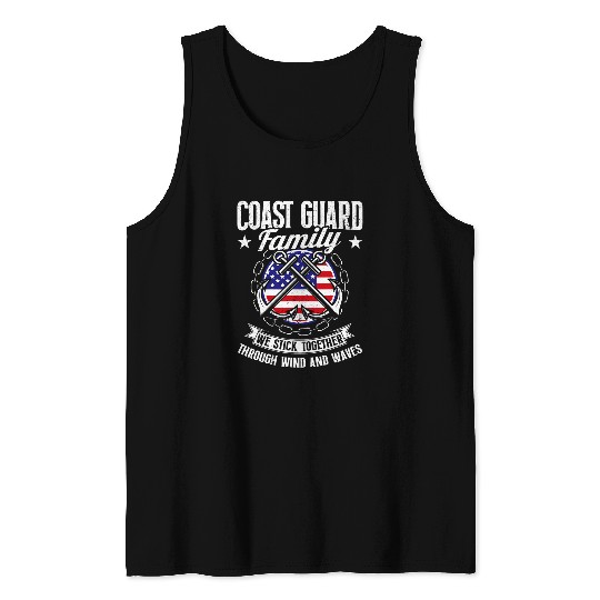 Coast Guard Coast Guard Family We Stick Together US Flag Tank Tops
