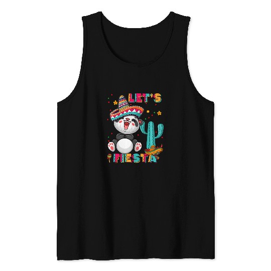 Panda Pet cinco de mayo party lets fiesta mexican cactus panda girl Tank Tops