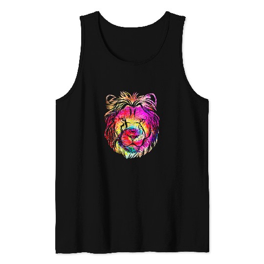 Lion Pet lions head in the Sahara Batik Style ladies lion Tank Tops