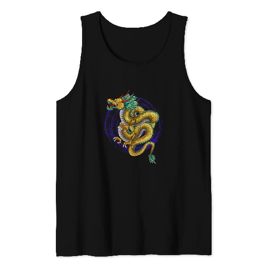 Chinese Dragon Japanese Art Tokyo Dragon Asia Tattoo Style 1 Tank Tops