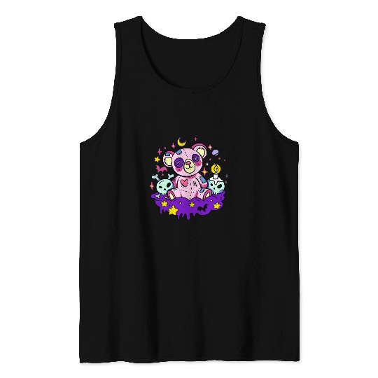 Bear Pet Creepy Cute Goth Pink Teddy Bear Pastel Vaporwave Kawaii Tank Tops