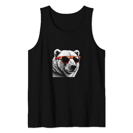 Bear Pet Cool Polar Bear Wearing Sunglasses Graphic Art Tank Tops