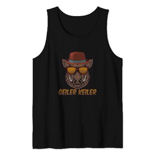 Cool Keiler Funny Wild Boar Hunting Forestry Motif 1 Tank Tops