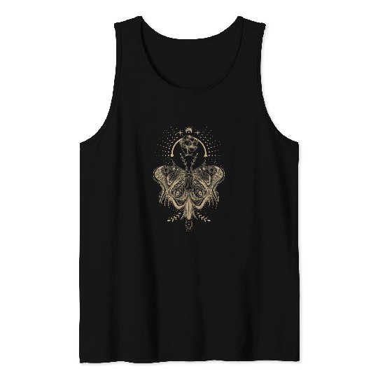Cute Fairycore Floral Moth Aesthetic Girls Women Graphic 4 Tank Tops