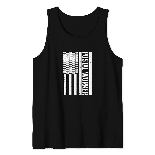 Postal Worker Flag America USA Letter Mailbox Tank Tops