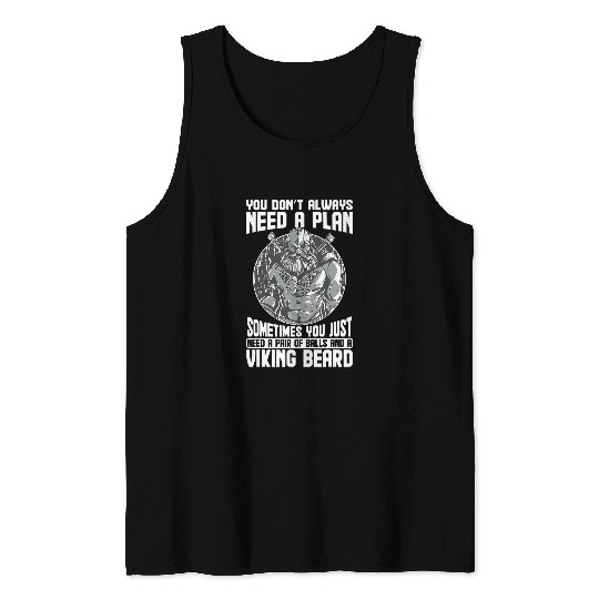 Mens Valhalla Norse Fan Sometimes You Need Balls And Viking Beard Tank Tops