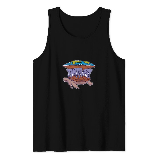 Turtle Pet Flat Earth Turtle Funny Space Conspiracy Theory Tank Tops