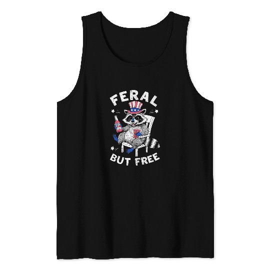 Raccoon Pet Feral But frees Funny Patriotic Racoon 4th Of July tanuki Tank Tops