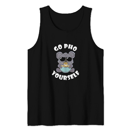 Koala Pet Asian Food Koala Sunglass Go Pho Vietnamese Noodle Soup Tank Tops