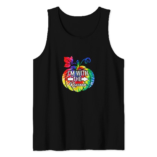 Raccoon Pet I m With Raccoon Couple Matching Halloween Costume Tie Dye Tank Tops