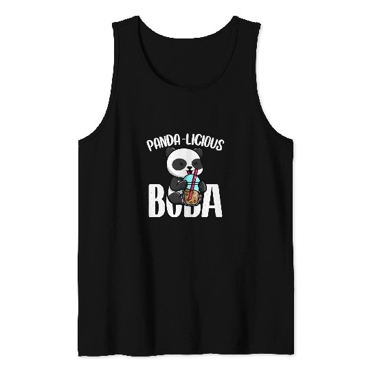 Panda Pet Tea Boba Bubble Tea Milk Tea Pearls Kawaii Anime Bear 1 Tank Tops