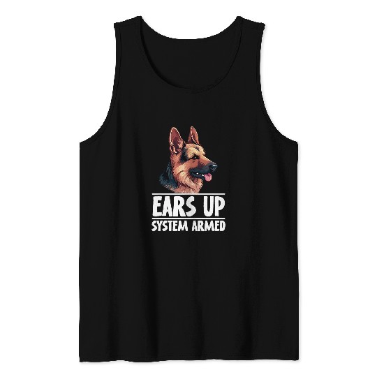 Ears up System armed German Shepherd Cute Dog Tank Tops