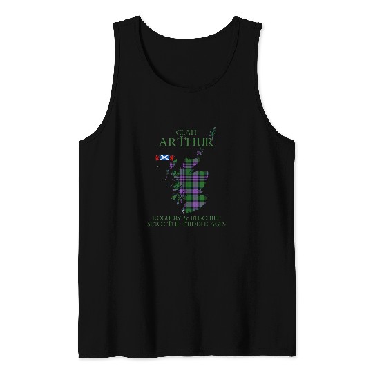 Lion Pet Clan Arthur of Milton tartan Scotland Saltire Lion Rampant Tank Tops