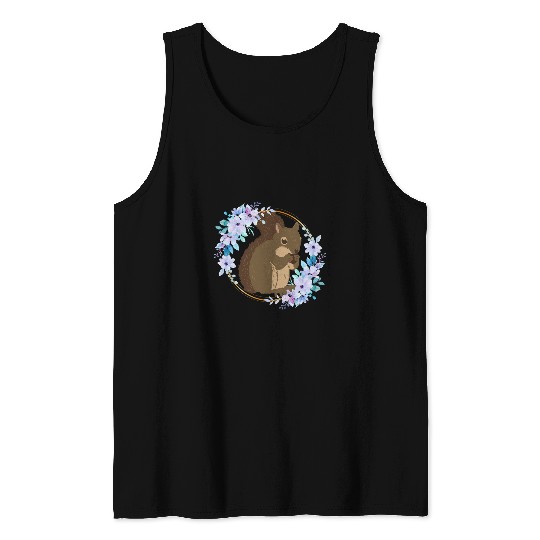 Squirrel Pet Flower Circle Squirrel Tank Tops