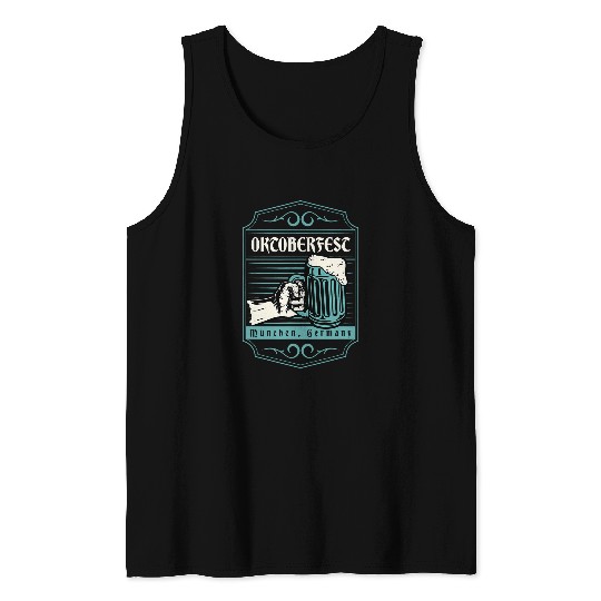 Beer Fun German Oktoberfest Munchen Germany Beer Pub vintages Style Tank Tops