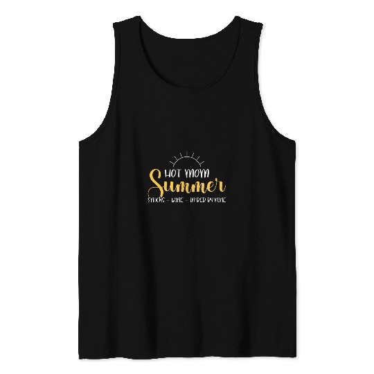 Wines Fun Mom Summer Snacks Wines Sunshine Vacation Tank Tops