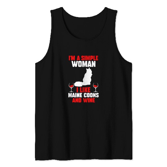 Wines Fun Cat Maine Coon Tank Tops