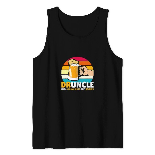 Beer Fun Druncle Funny Saying Retro vintages Beer Drinking Uncle Tank Tops