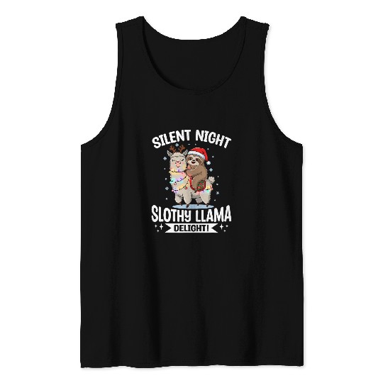 Sloth Pet Llama Christmas Silent night slothy llama delight Tank Tops
