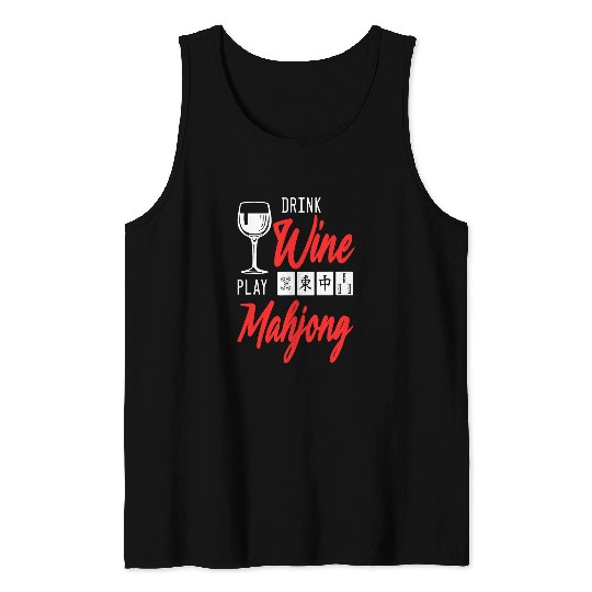 Wines Fun Play Mahjong Chinese Board Game Player Solitaire Tank Tops