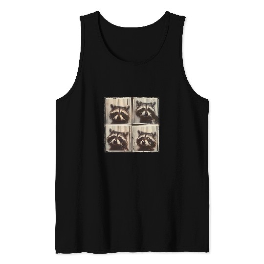 Raccoon Pet Face Posing Raccoon Retro Animal Photobooth Tank Tops