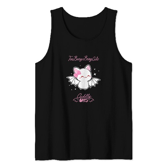 Cute albino bat flying designed by Cuddly Bats comics Tank Tops