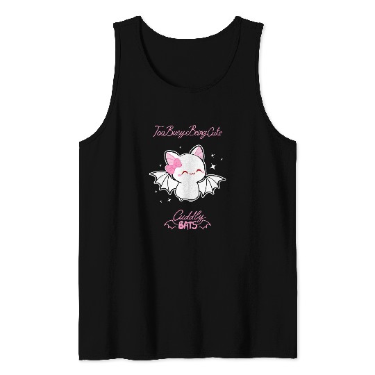 Cute albino bat flying designed by Cuddly Bats comics Tank Tops