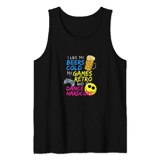 Beer Fun Retro Gamer Gaming Geek Hardcore Dance Music Tank Tops