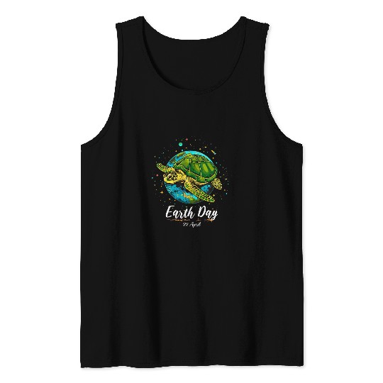 Turtle Pet Earth Day Sea Turtle Art Retro Tee Save the Planet Tank Tops