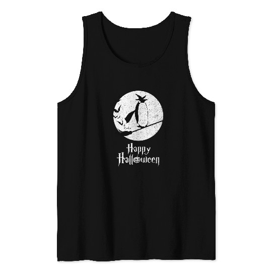 Penguin Pet Funny Halloween Costume Witch PENGUIN Lover Tank Tops