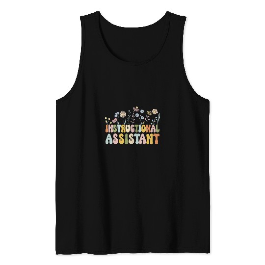Retro Instructional Aistant Wildflower Daisy Teacher Aide Tank Tops