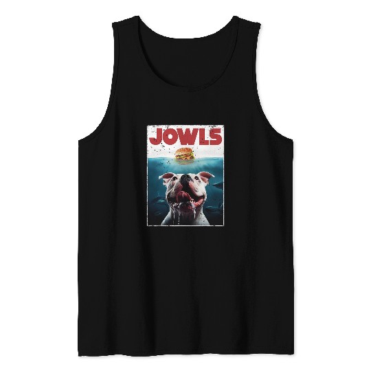 Funny American Bulldog Jowls Burger Bully Dog Mom Dog Dad Tank Tops