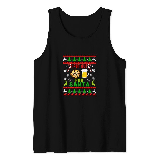 Beer Fun I Put Out For Santa Pizza And Beer Ugly Christmas Style Tank Tops
