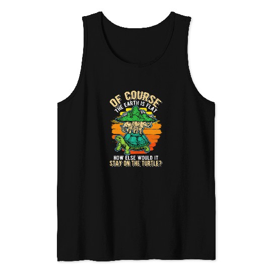 Turtle Pet Flat Earth Joke Biology Geology Tank Tops