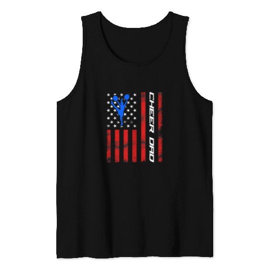 Patriotic American Flag Cheer Dad Fathers Coachs Pride 1 Tank Tops
