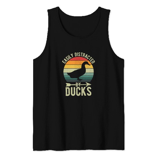 Duck Pet Easily Distracted By Ducks Farm Animals Retro Duck 180 Tank Tops