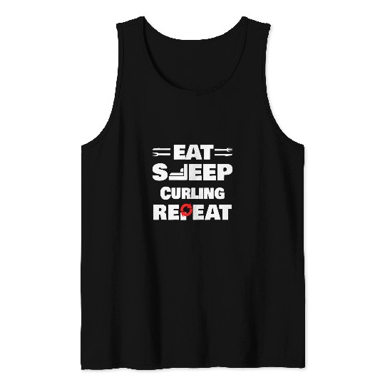 Eat Sleep Curling Repeat Curling Tank Tops