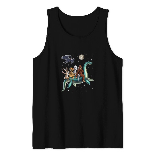 Cryptid bigfoots Jackalope Mothman Loch Ness Monster Tank Tops
