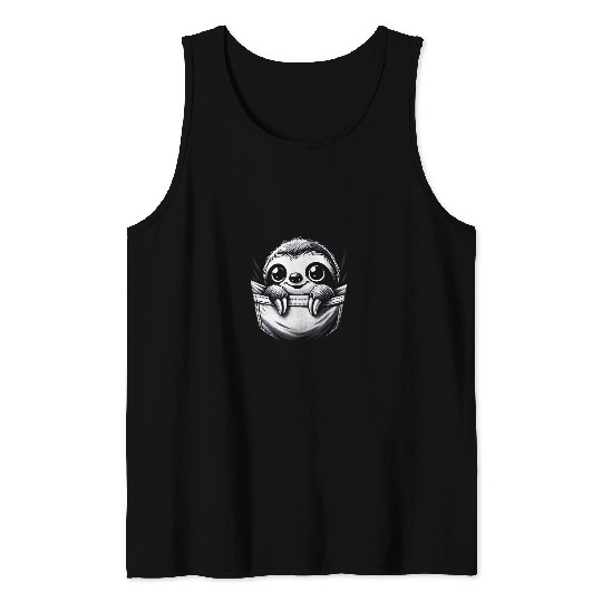 Sloth Pet Sleepy Sloth in Your Pocket Kawaii Baby Sloth Tank Tops