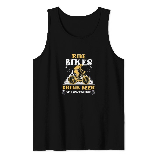 Beer Fun Beer Ride Bikes Cycling Beer Bicycle Mountain Bike Nature Tank Tops