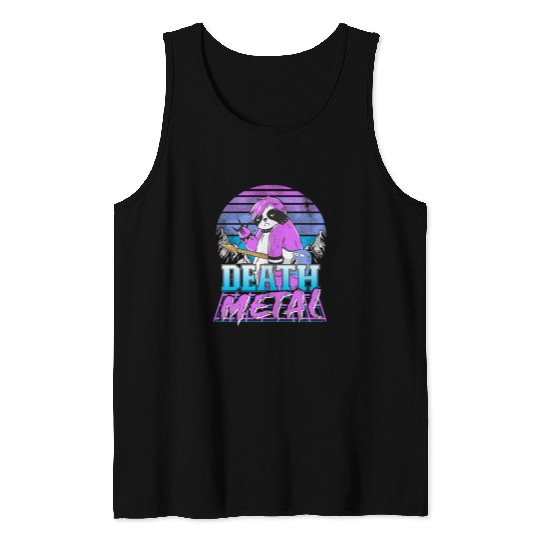 Sloth Pet Retrowave Pastel Goth Sloth 80s Synthwave Retro Death Metal Tank Tops