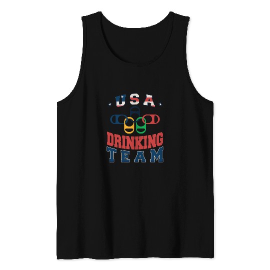 Beer Fun USA Drinking Team Beer Party Memorial Day American Flag Tank Tops