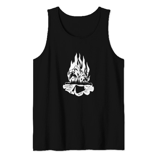Hiking Campfire Fireplace Fires Bowl Bonfire Camping Tank Tops