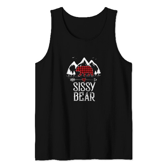Bear Pet Red Plaid Sissy Bear Matching Family Pajama Christmas Tank Tops
