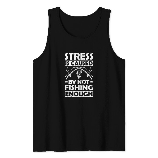 Discover Distressed Fishing Design Stress Relief Quote with Fish Rod Tank Tops