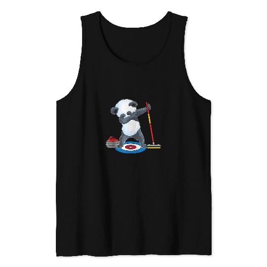 Panda Pet curling curler ice Sport panda bear Curling Tank Tops