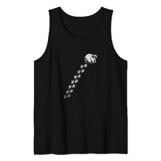 Discover Raccoon Pet Footprint Trash Panda Wildlife Animal Lover Racoon 3 Tank Tops